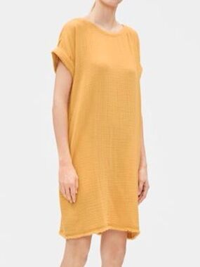 Eileen Fisher Mustard Yellow Linen Dress